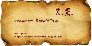 Kremmer Renáta névjegykártya